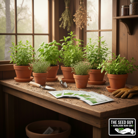 11 Variety Culinary Herb Seed Collection with fresh basil and parsley - The Seed Guy Non-GMO seeds.