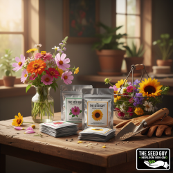 Eight Variety Flower Seed Package featuring French Marigolds and Sunflowers - The Seed Guy Heirloom Seeds.